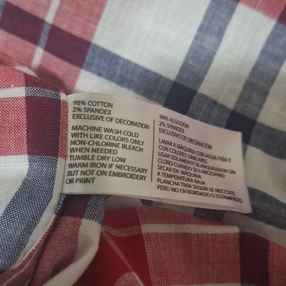 NWT U.S POLO ASSN Mens Red White Blue Plaid Button Up Short Sleeve Shirt Sz Med - Picture 7 of 9